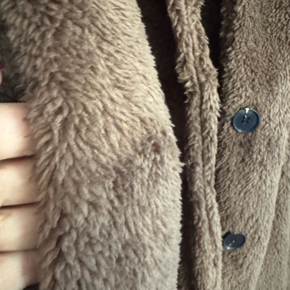 NWOT Brown Teddy Coat Faux Fur Fleece Shacket Jacket - Picture 6 of 7